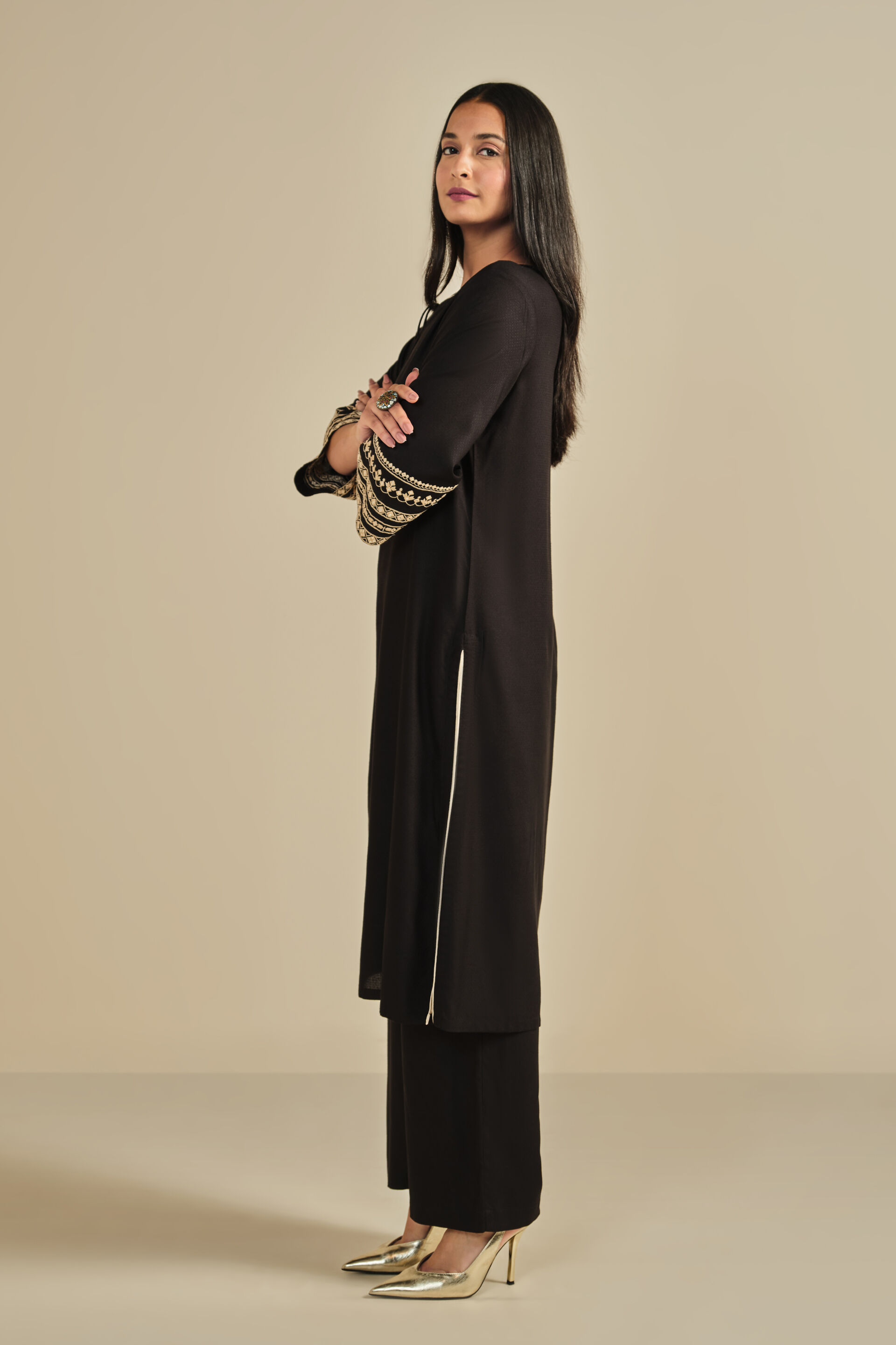 Raag Noir Kurta Set, Black, image 2